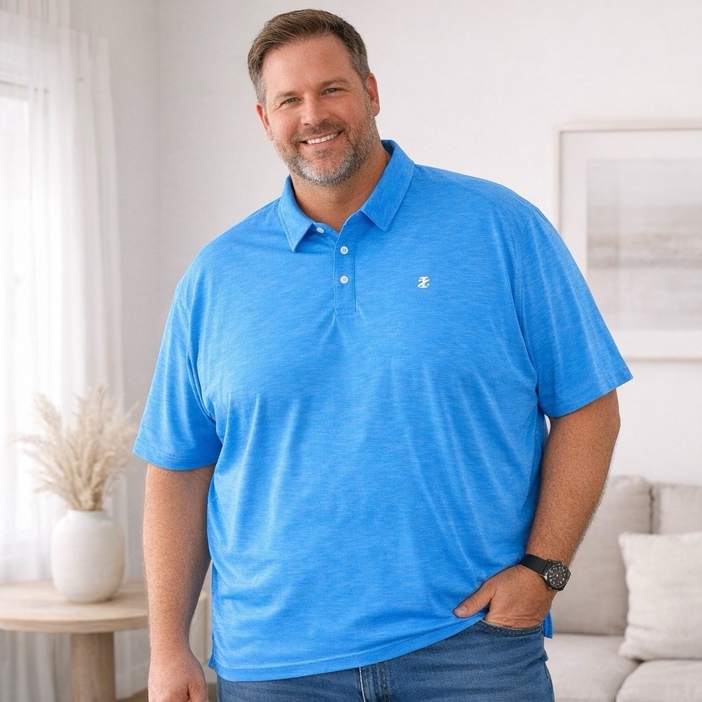 NWT New IZOD Men's 4XL Big Tall Golf Polo Shirt Blue Performance Stretch Classic